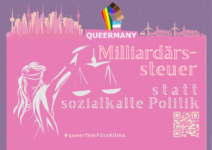 Aufkleber Milliardärssteuer statt sozialkalte Politik - Gerechtigkeits Motiv